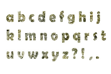 アルファベット 2 小文字 石のテクスチャー 欠け