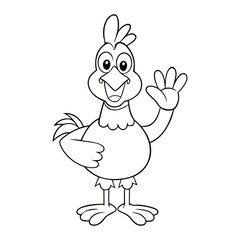A cheerful hen waves its wing with a friendly gesture, standing bright and lively, bringing charm and playful energy to any farmyard scene.
