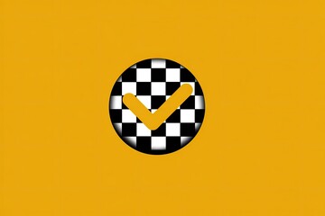 Checkered circle icon with a checkmark