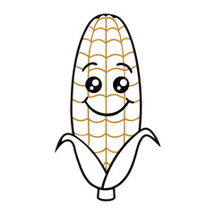 A cheerful, funny corn cob with a big smile, waving hands, and playful details—perfect for kids to color and enjoy a silly, happy veggie scene!
