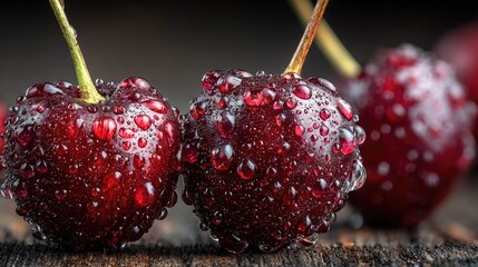 Close-up of wet cherries