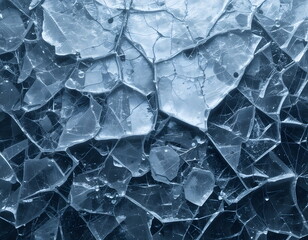 Obraz premium Abstract texture of cracked frozen ice in shades of blue
