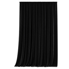 A Pair of Black Velvet Curtains Draped Elegantly Against, isolated on white background, PNG format.