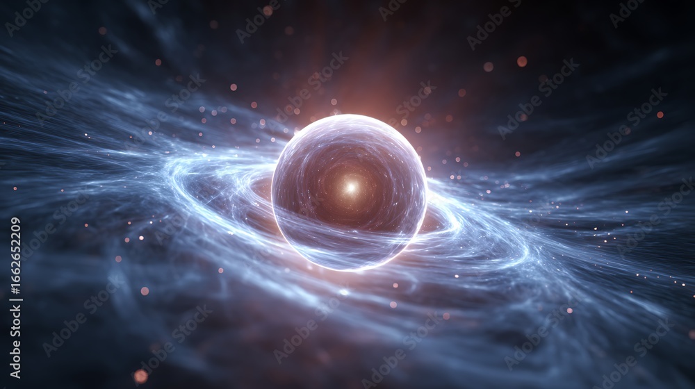 Poster A mesmerizing planet surrounded by rings of energy, floating in the vastness of space, igniting the imagination and sparking a sense of wonder and exploration