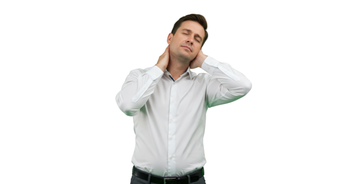 Massaging  pain his  neck neck stressed  massage  stress man businessman  massage  neck