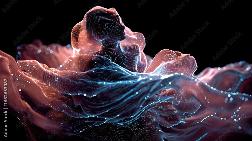 Poster abstract fluid art with flowing curves and vibrant colors creates a dreamy and elegant background wi