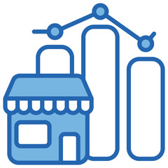 Obraz premium Market Blue White Icon Editable Stroke