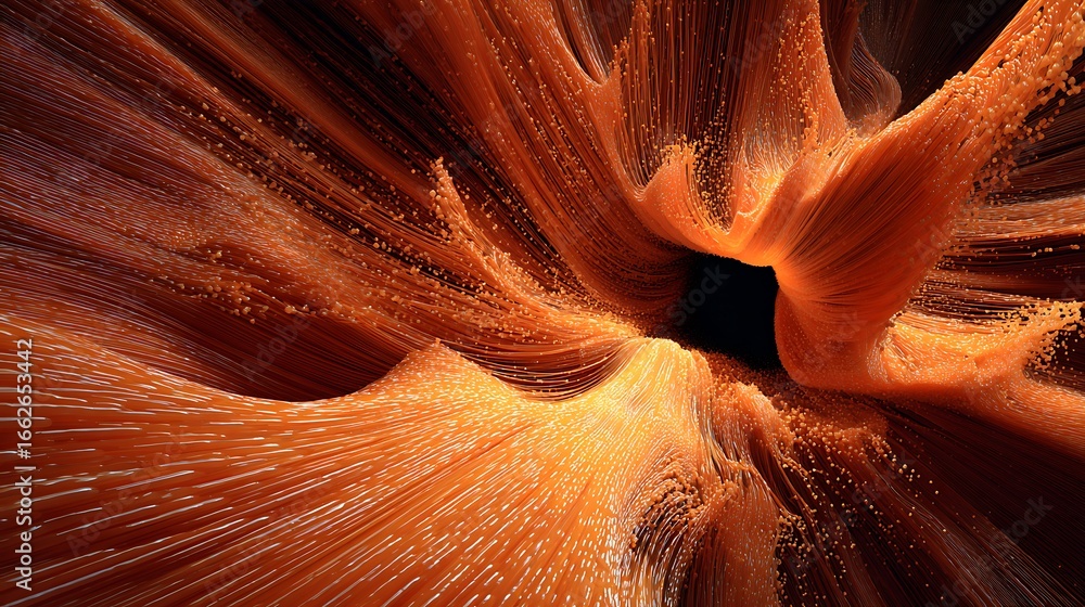 Poster abstract orange explosion background with dynamic particle flow and vibrant energy creating a futuri