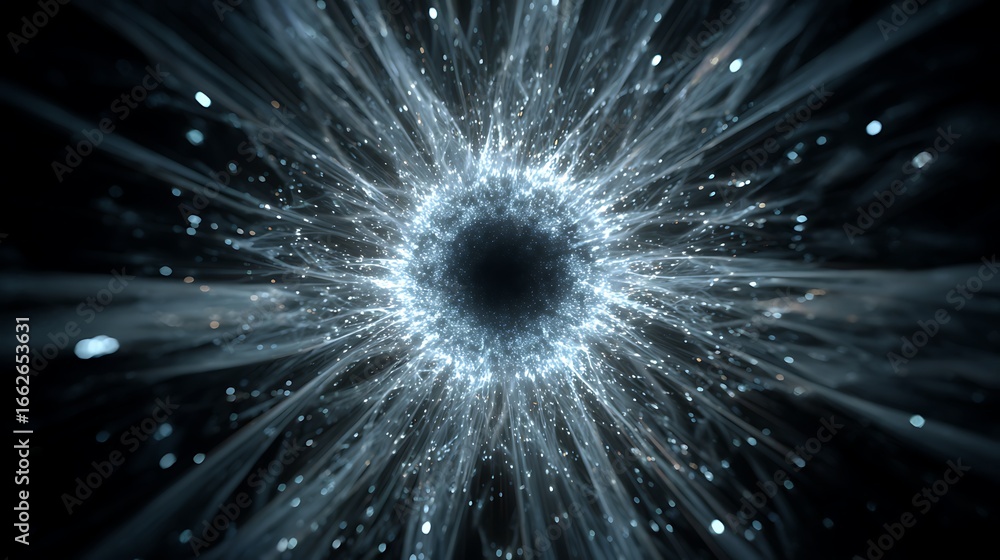 Aufkleber abstract blue and white light tunnel background with a sense of depth and motion, creating a portal 