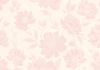 Fototapeta premium A soft, light pink floral pattern creating a gentle, seamless, and elegant background design.