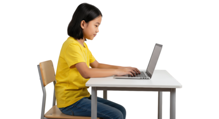 asian using girl laptop laptop young child computer girl asian laptop asian