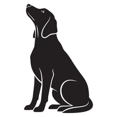 Black Dog Silhouette Vector Sitting on White Background