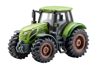 Obraz premium Small Green Toy Tractor Model Isolated on Transparent Background