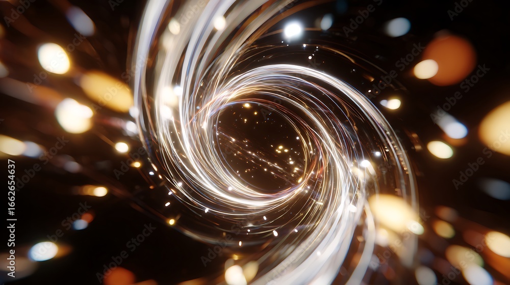 Poster abstract background with glowing light trails and bokeh effect creating a mesmerizing and dynamic vi