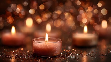 Lit candles with warm flames. 