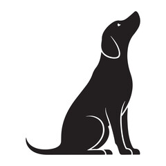 Black Dog Silhouette Vector Sitting on White Background