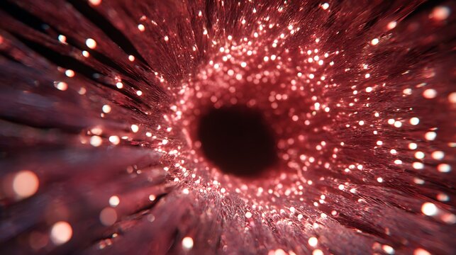 Abstract red background with glowing light trails and bokeh effect creating a mesmerizing and dynamic visual experience for modern and futuristic designs