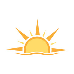 A half sun is setting downwards icon vector sunset concept for graphic design, logo, website, social media, mobile app, UI illustration
