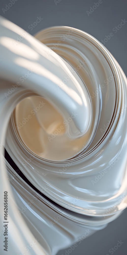Poster abstract white swirl background with smooth and glossy texture for modern design and decoration, cre