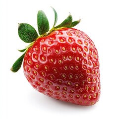 Single, vibrant red strawberry against white (1)