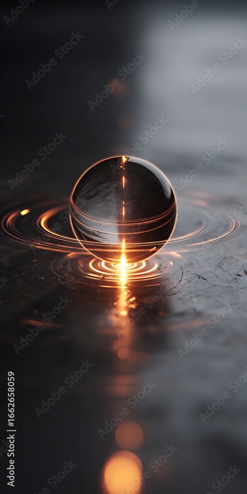 Poster a captivating glass sphere reflecting light and creating a mesmerizing abstract background, showcasi