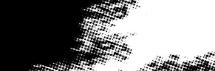 Halftone faded gradient texture. Grunge halftone grit background. White and black sand noise wallpaper. Retro pixilated vector backdrop © zai