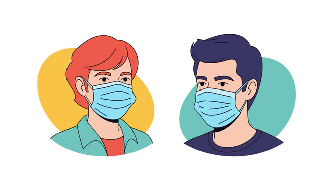 Two people wearing protective face masks during a health crisis understanding pandemic prevention measures