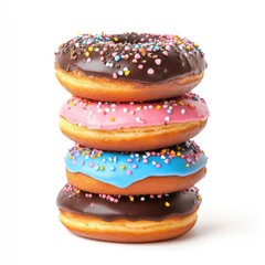 Stack of colorful glazed donuts