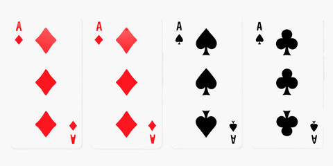 Four Aces playing cards on white background ace of diamonds