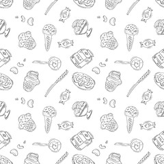 food pattern. fast food seamless pattern. doodle food and beverage seamless pattern. food background