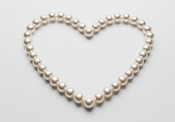 Elegant Heart Shape Formed by a String of White Pearls on White Background