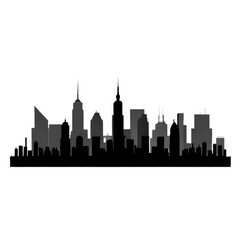 Obraz premium City skyline silhouette urban landscape isolated with transparent background