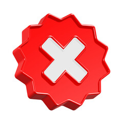 red cross cancel delete icon 3d rendering