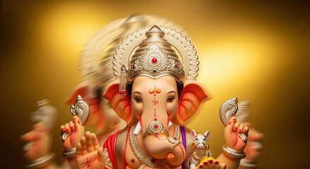 Lord ganesha, the hindu god with an elephant head, is revered as the remover of obstacles and bestower of wisdom and success