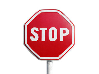 Classic red octagonal stop sign isolated on black background, Isolated On White Background, Png Transparent