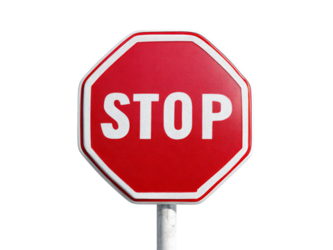 Classic red octagonal stop sign isolated on black background, Isolated On White Background, Png Transparent