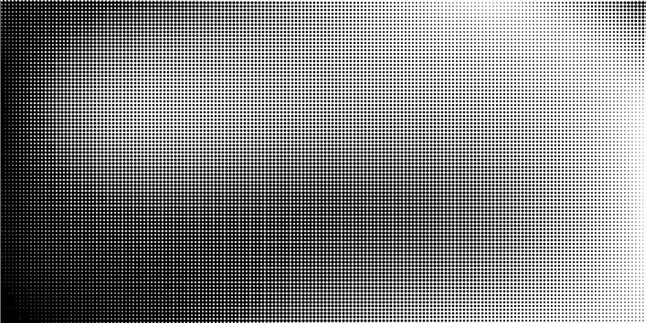 Grunge halftone gradient background. Faded dotted grit noise texture. Black and white rasterized sand wallpaper. Retro pixelated bitmap backdrop.