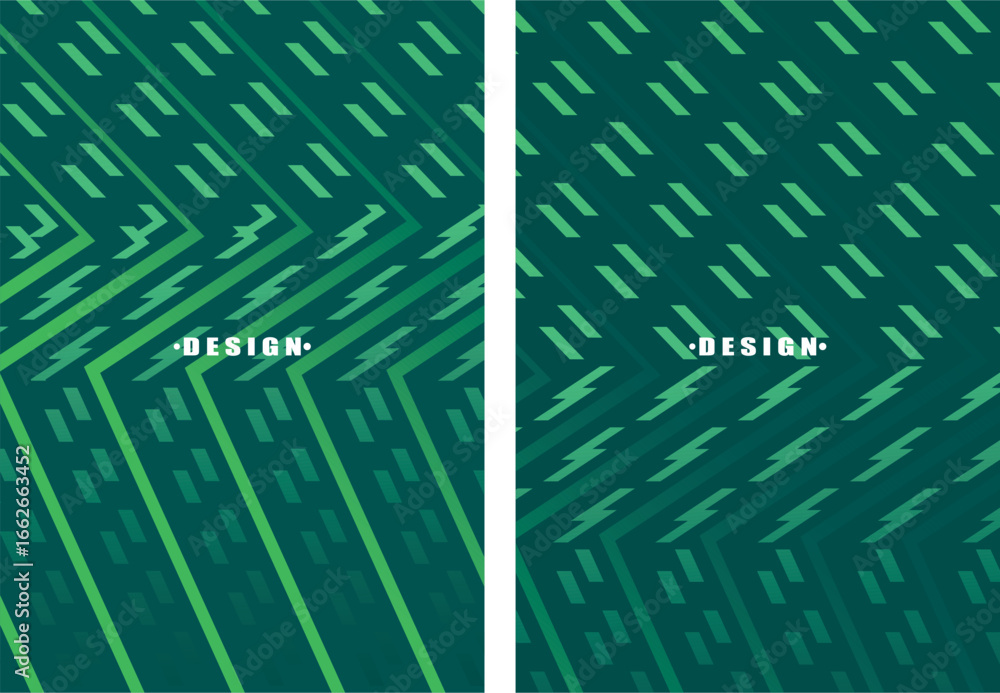 Poster a set of abstract vector green backgrounds with a dynamic flowing wave pattern consisting of many mu
