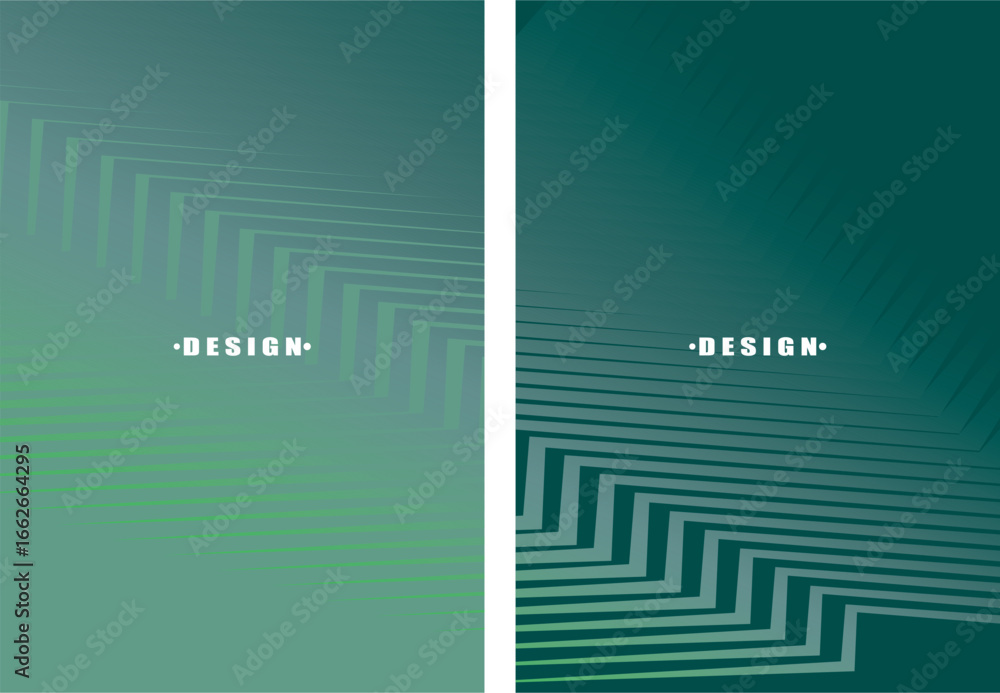 Poster a set of abstract vector green backgrounds with a dynamic flowing wave pattern consisting of many mu