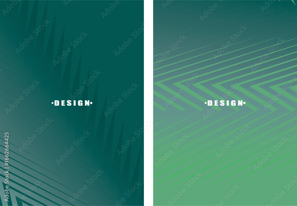 Poster a set of abstract vector green backgrounds with a dynamic flowing wave pattern consisting of many mu