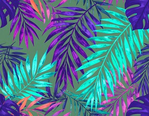 Naklejka premium Vibrant tropical leaf pattern