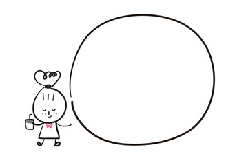 (speech bubble) Collection of cute hand drawn lady worker icons. Vector illustration.