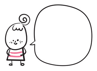 (speech bubble) Collection of cute hand drawn lady worker icons. Vector illustration.