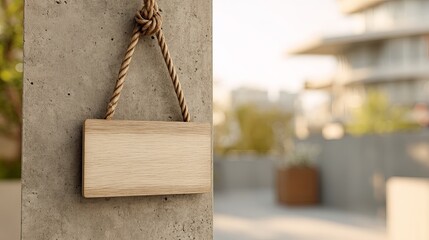 Elegant wooden sign hanging in an outdoor setting, perfect for personalized messages or décor.