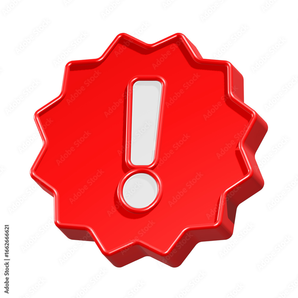Aufkleber a 3d red key with a shiny exclamation mark is a business symbol for internet security