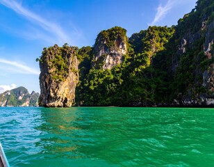 Obraz premium Tropical Island Seascape, Boat View, Thailand