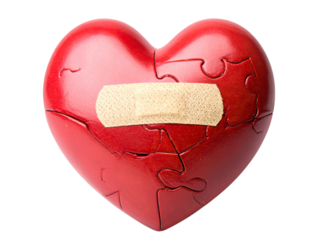 PNG Mended Puzzle Heart with Bandages Symbol of Healing and Recovery