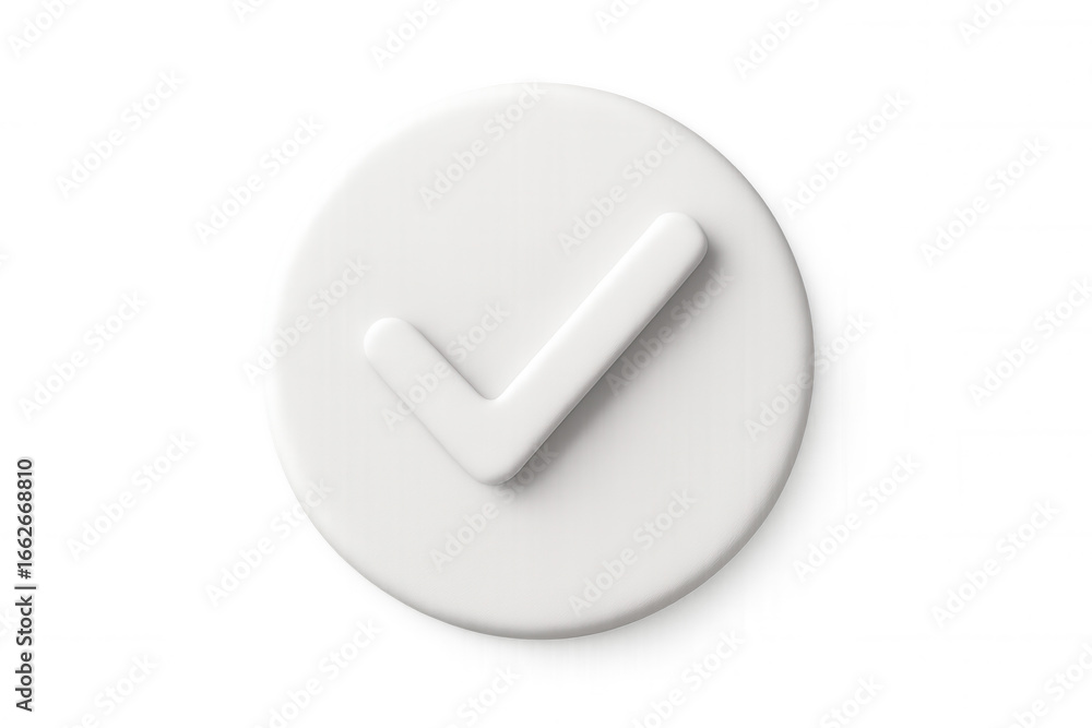 Poster white checkmark symbol inside circular frame, signaling confirmation, indicating positive validation