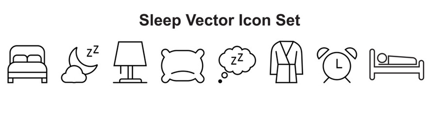 Sleep Vector Icon Set  Adjustable Line vector