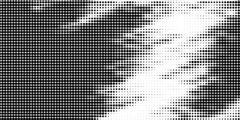 Set of halftone dots gradient pattern texture isolated on white background. Straight dotted spots using halftone circle dot raster texture. Vector blot half tone collection.